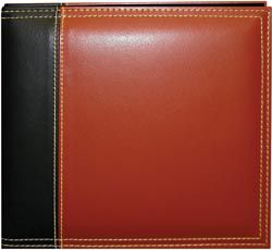 Pioneer Sewn Leatherette Scrapbook 8"X8-Brown-Black