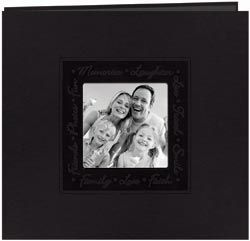 Pioneer Embossed Script Frame Scrapbook 12"X12-Black