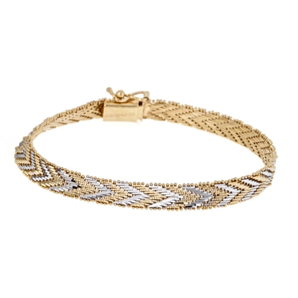   14Kt Gold And Sterling Silver Two tone Chevron Bracelet at Sears.com