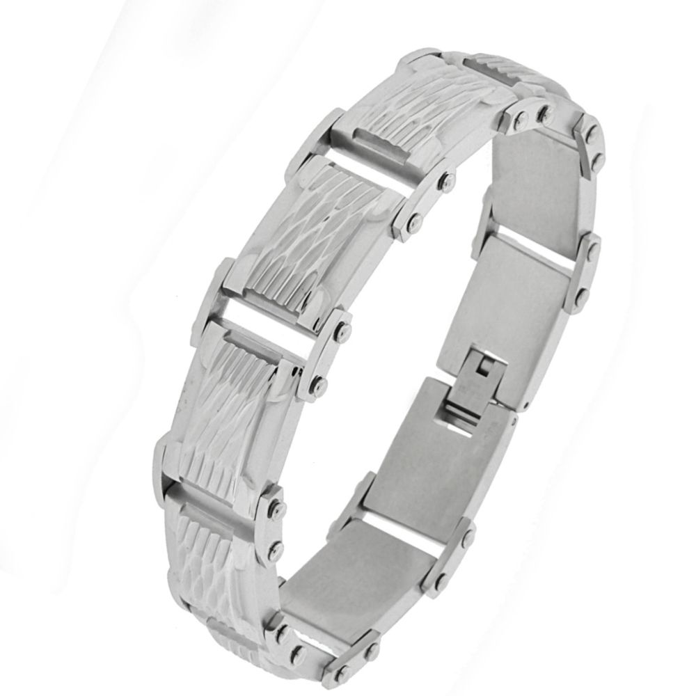   Men's Stainless Steel Hammered Bracelet at Sears.com
