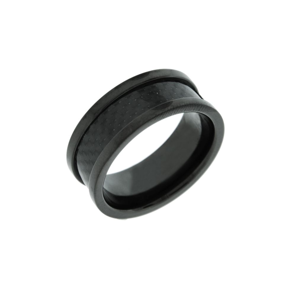 Men's Stainless Steel Band Ring With Black Carbon Fiber And Black Ip Plating at Kmart.com