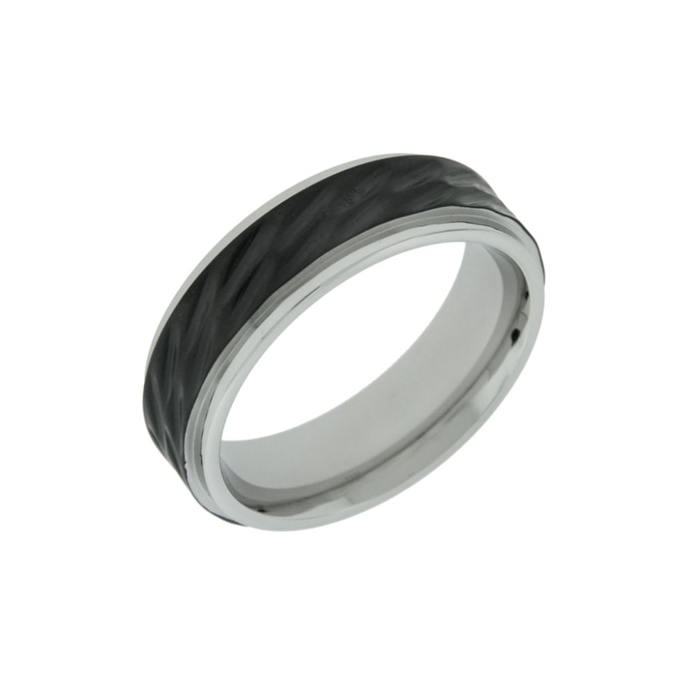 Men's Stainless Steel Hammered Band Ring With Black Ip Plating at Sears.com