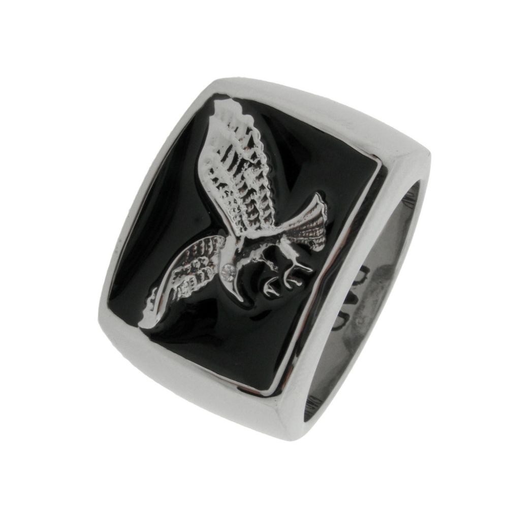 Men's Stainless Steel Eagle Signet Ring With Black Resin at Sears.com