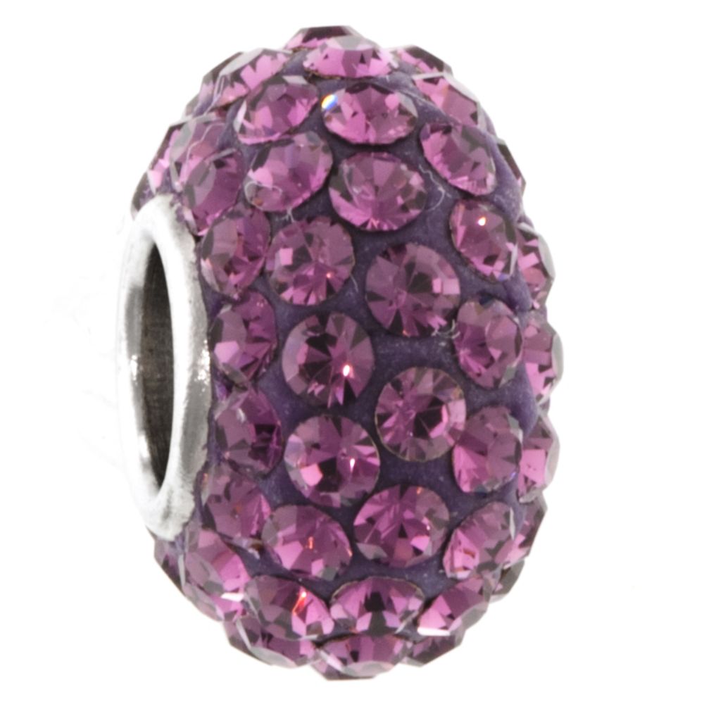 Tradition Charms Sterling Silver Crystal Bead - February Birthstone