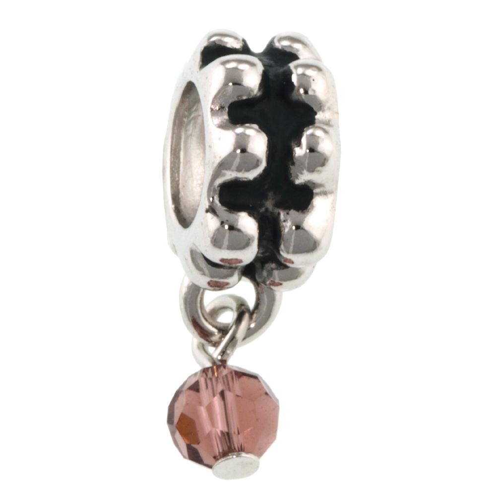Tradition Charms Sterling Silver Dangle Bead - February Birthstone