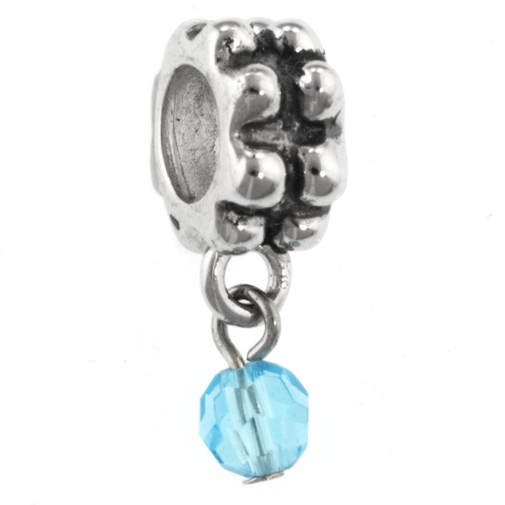 Tradition Charms Sterling Silver Dangle Bead - March Birthstone