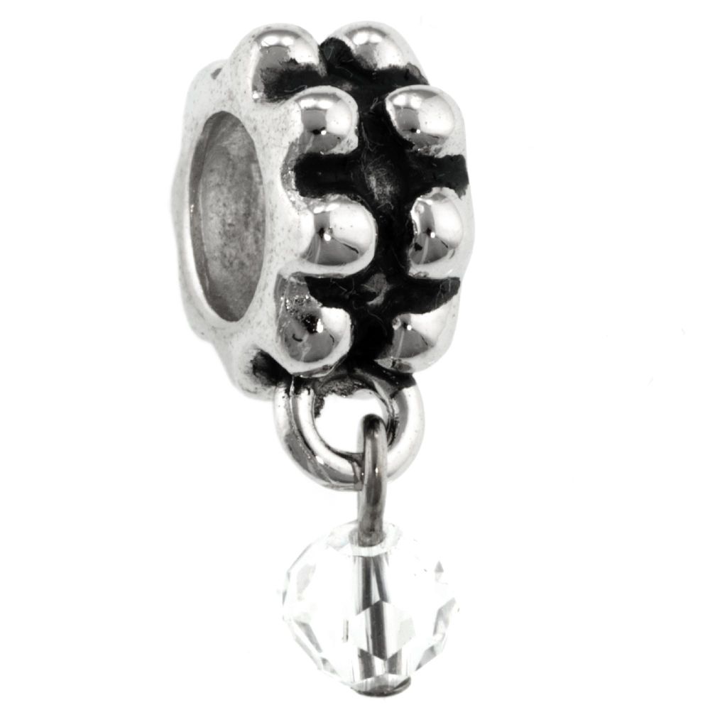 Tradition Charms Sterling Silver Dangle Bead - April Birthstone
