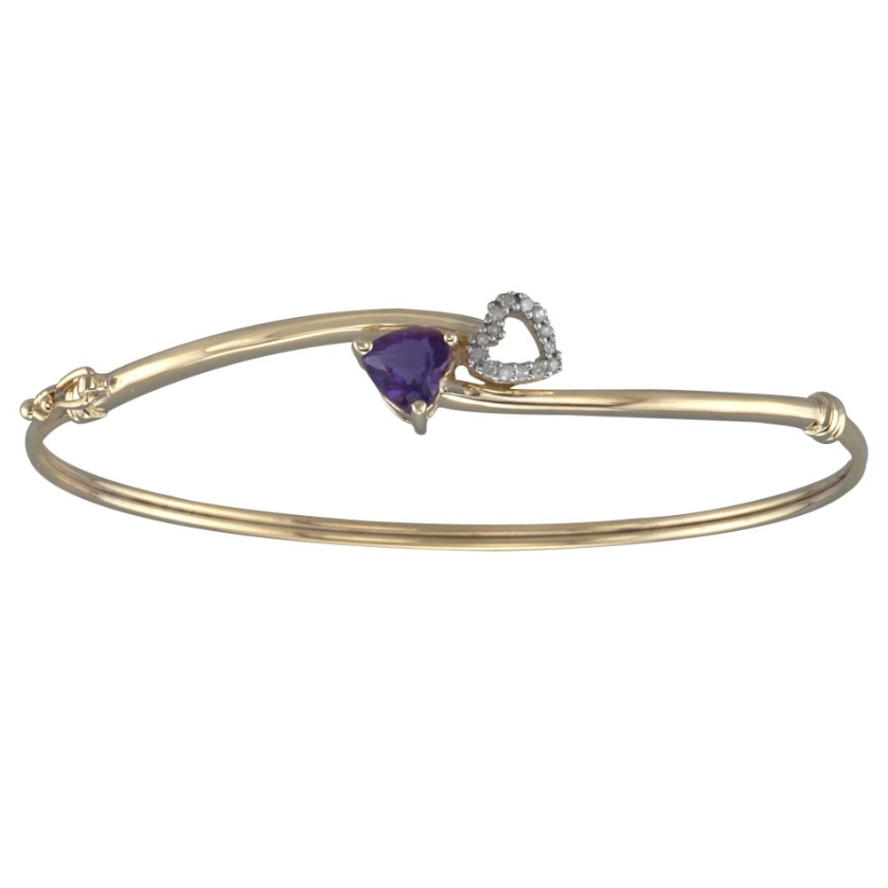 Amethyst Diamond Bangle in Sterling Silver with 14K Flash Coat at Kmart.com