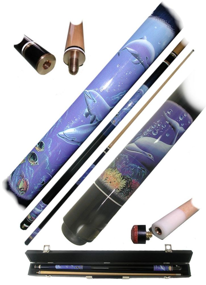 Trademark Dolphin Pool Cue Stick - 2pc with case