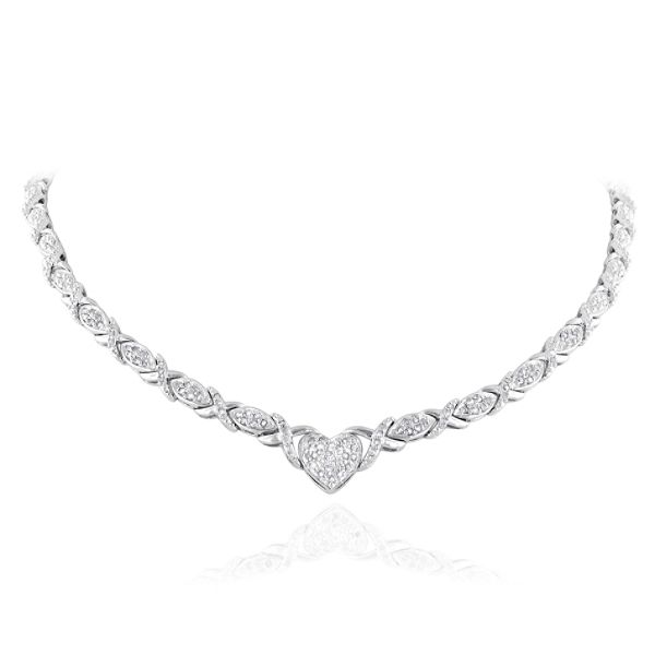 1 Cttw Diamond Heart Necklace In Sterling Silver