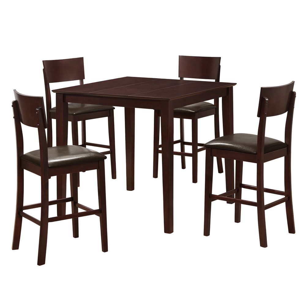 Walker Edison Stanley 5-piece Wood Pub Table Set - Espresso