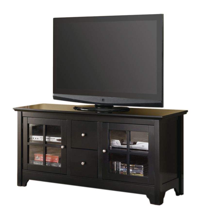 52" Wood TV Console with 2  Drawers - Matte Black