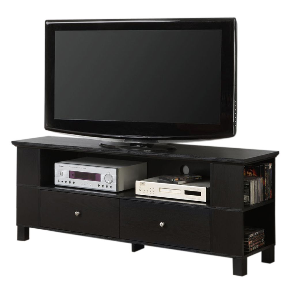 Walker Edison 60" Wood TV Console with Multi-purpose Storage - Black