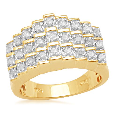 1/2 cttw Diamond Pyramid Ring in 14K Gold over Sterling Silver at Kmart.com