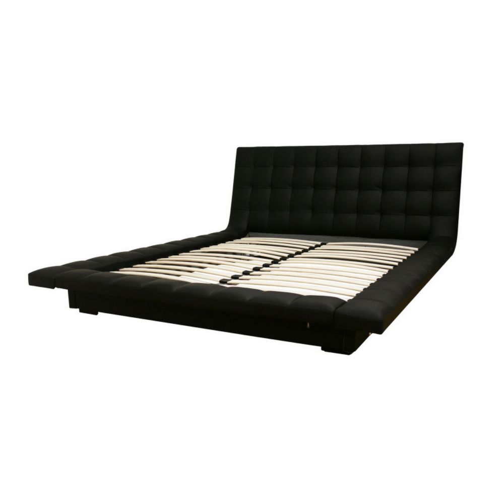baxton studio celia black faux leather queen platform bed