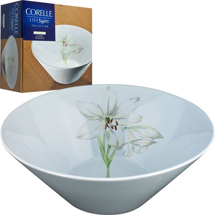 Corelle LifeStyles Collection White Flower Serving Bowl