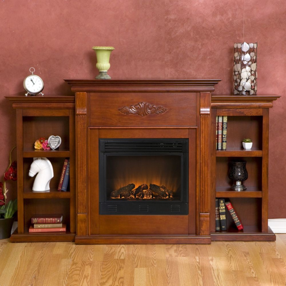 Southern Enterprises Tennyson Mahogany Electric Fireplace w/Bookcases at Sears.com