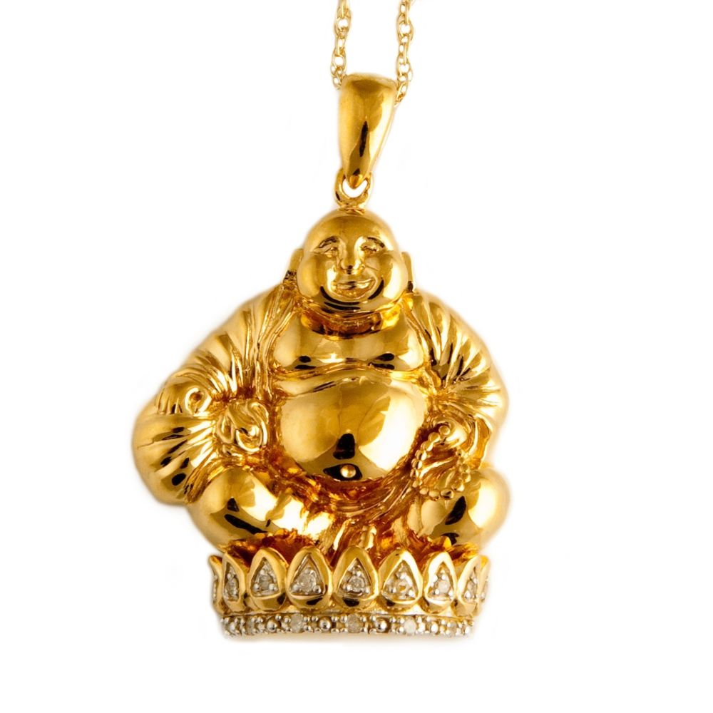 1/10 Ctw Yellow Buddha Pendant