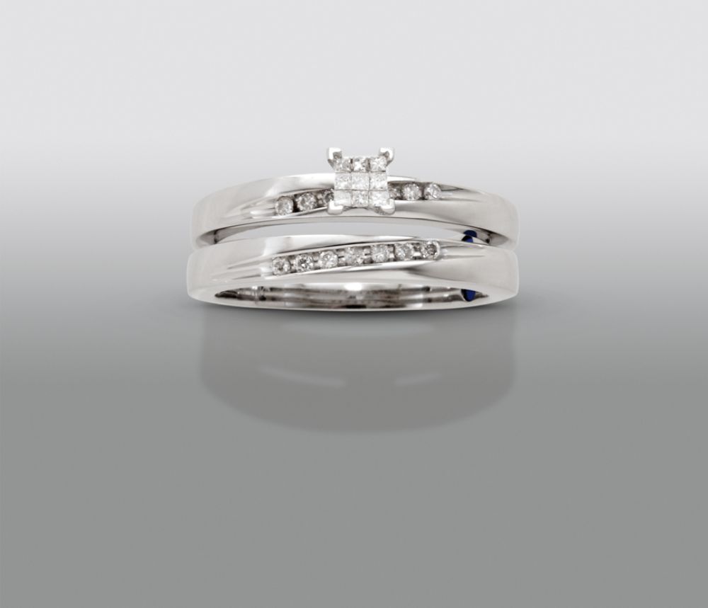 David Tutera 1 6 cttw Ladies Certified Diamond Trio Set 10Kt White Gold