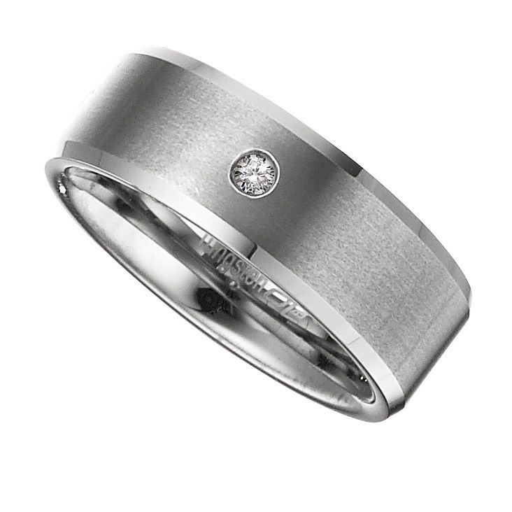 Men%27s+8mm+Diamond+Accent+Tungsten+Wedding+Band+Ring