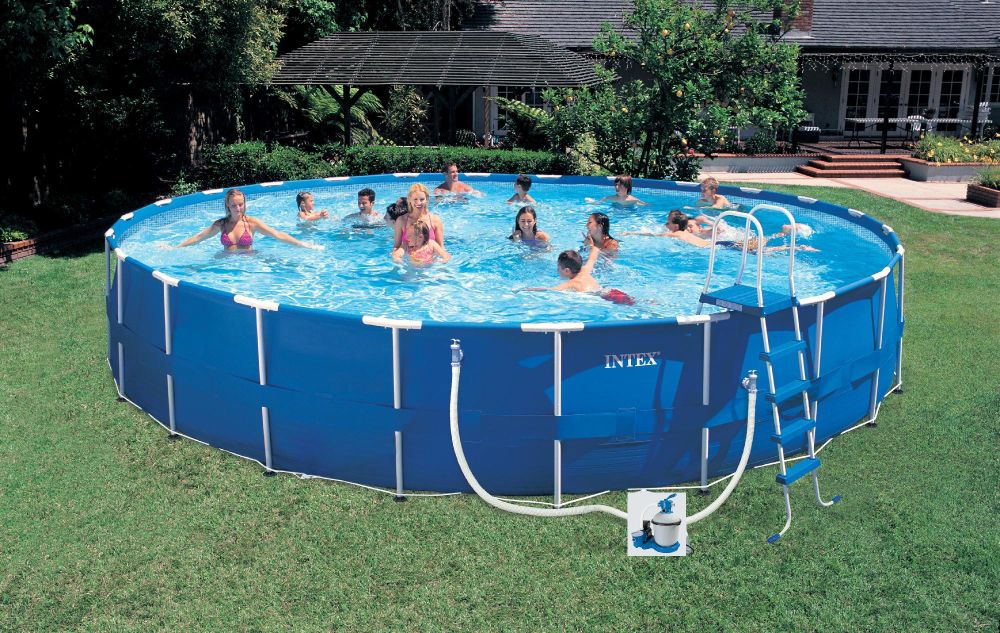 Intex 24' x 52 Metal Frame Pool Set (w/ 2,650gph Sand Filter and Saltwater Pump System) at Kmart.com