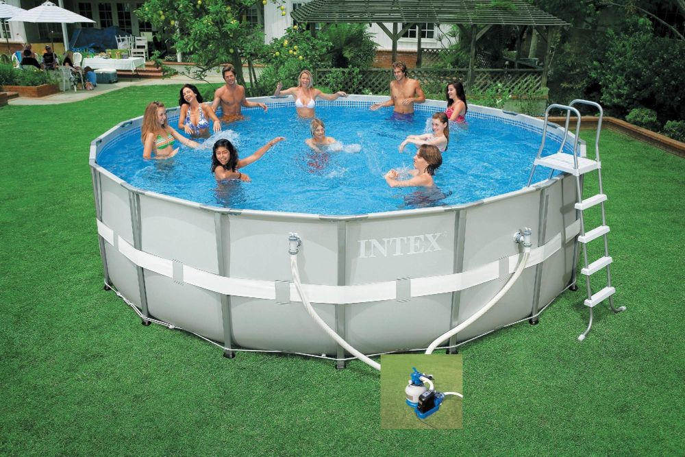 Intex 18' x 52 Ultra Frame Pool Set (w/ 1,600 gph Sand Filter & Saltwater Combo System) at Kmart.com