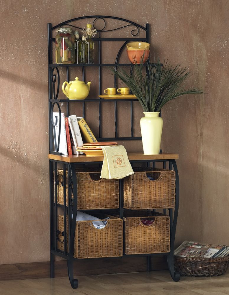 Southern Enterprises&nbsp; Iron/Wicker Baker's Rack