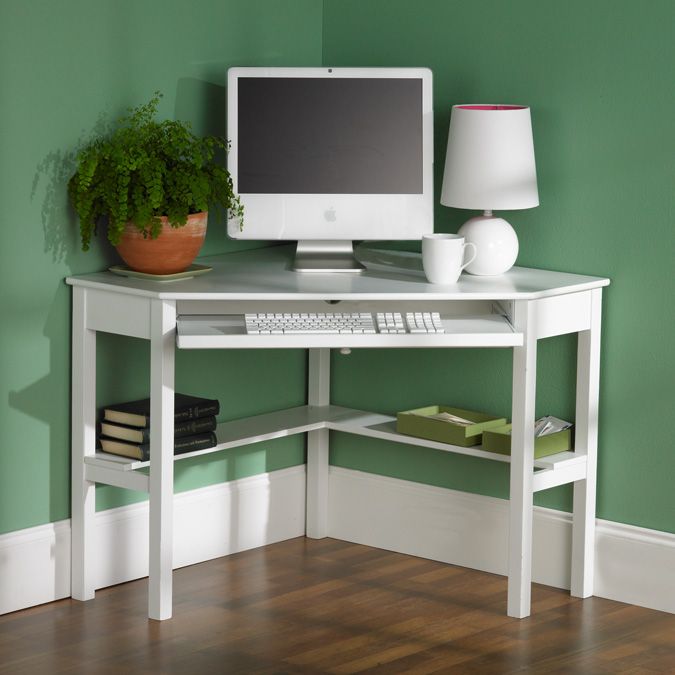 White Corner Computer Desk