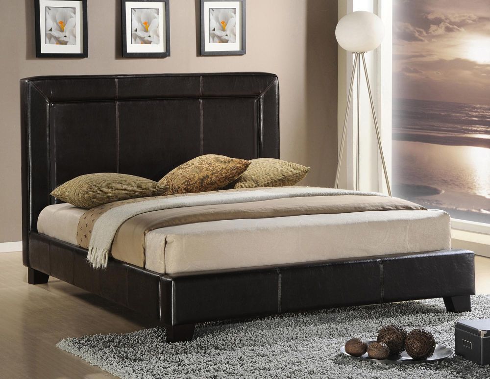 Oxford Creek Queen Size Platform Bed in Faux Leather