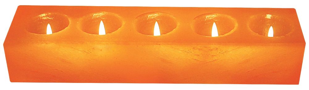 WBM Hand Carved Himalayan Crystal Salt 5 tealights Candle Holder Cube