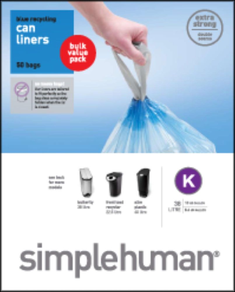 simplehuman Custom Fit Trash Can Liner K, 38 Liters / 10 Gallons, 50-Count Recycling at Sears.com