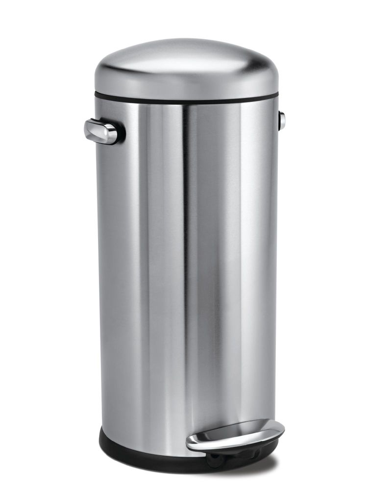 simplehuman Round Retro Step Trash Can, Fingerprint-Proof Brushed Stainless Steel, 30 Liters /8 Gallons at Sears.com