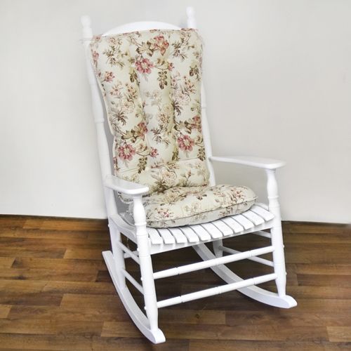 Jumbo Rocking Chair Cushion Set - Farrell Floral fabric -  Rose