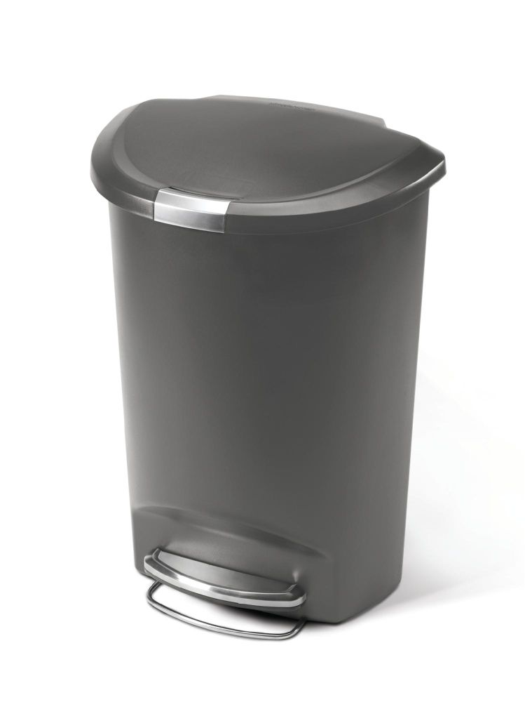 simplehuman Semi-Round Step Trash Can, Grey Plastic, 50L Liters / 13 Gallons at Sears.com