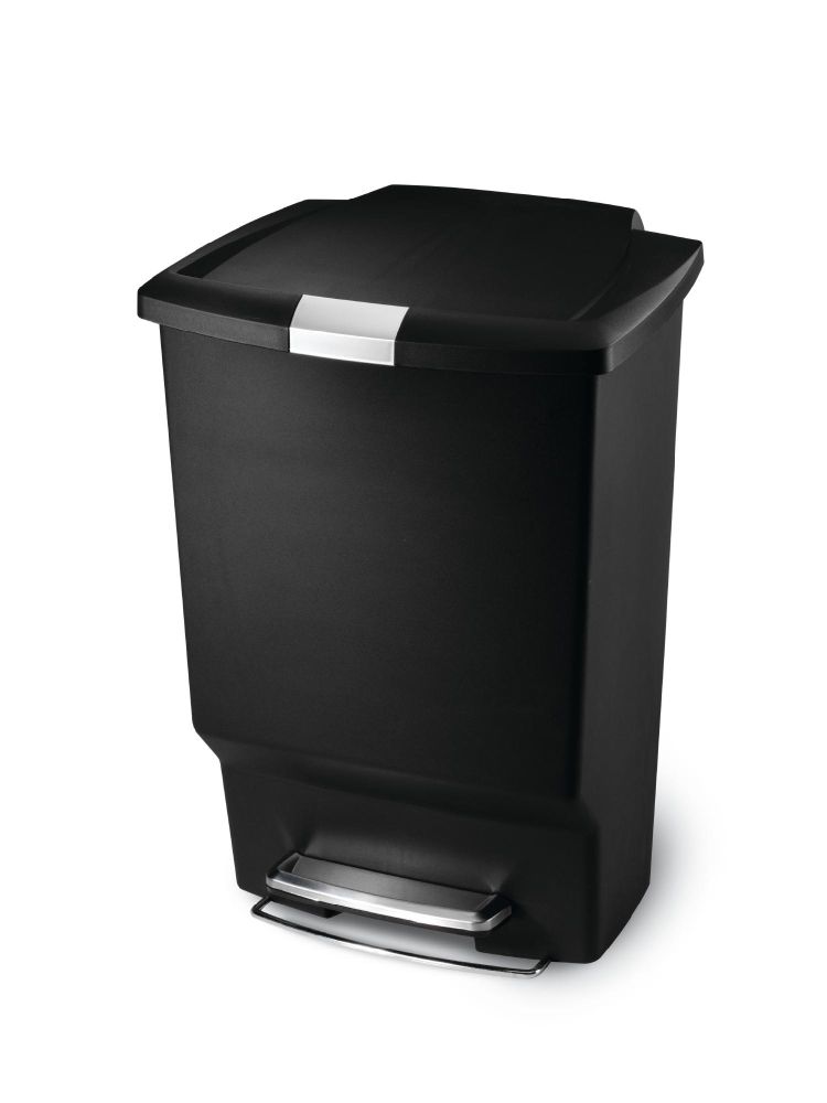 simplehuman Rectangle Step Trash Can, Black Plastic, 40L Liters / 10.