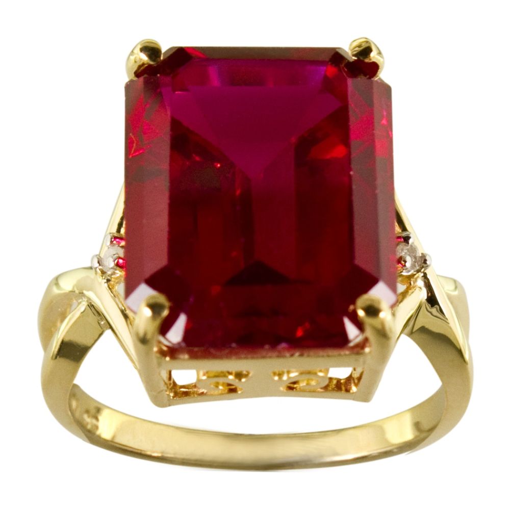 Lab Created Ruby and Diamond Ring