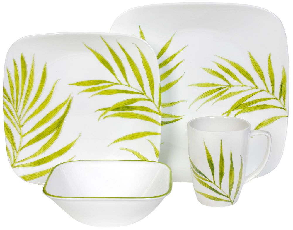 Corelle Square Bamboo Leaf 16 Piece Dinnerware Set