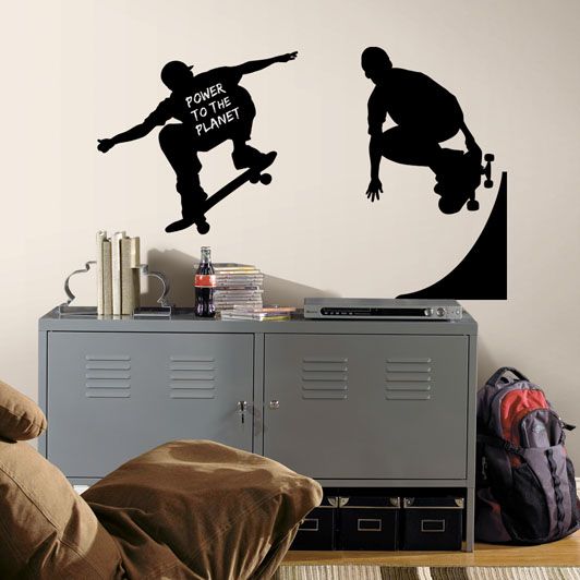 RoomMates Chalkboard Skaters Peel & Stick Chalkboard Wall Decals 