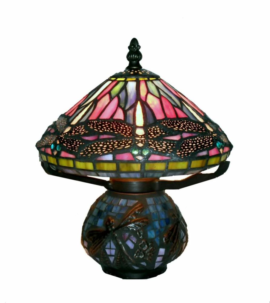 WAREHOUSE OF TIFFFANY Tiffany Style Dragonfly Mozaic Table Lamp