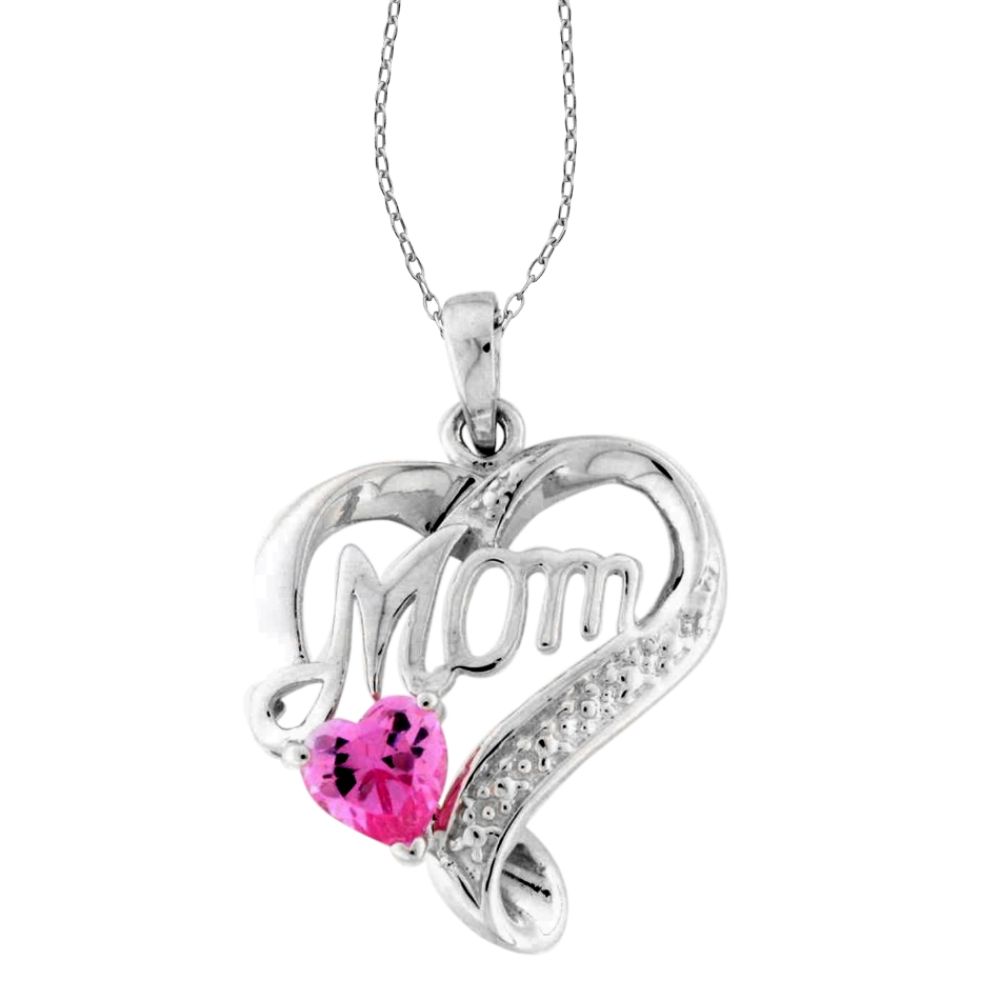  Pink Cubic Zirconia Mom Heart Pendant at Kmart.com