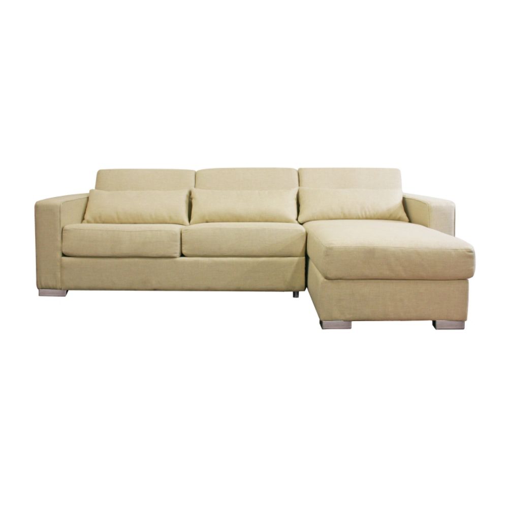 Baxton Studio Olcott Cream Twill Modern Sleeper Sofa Sectional with