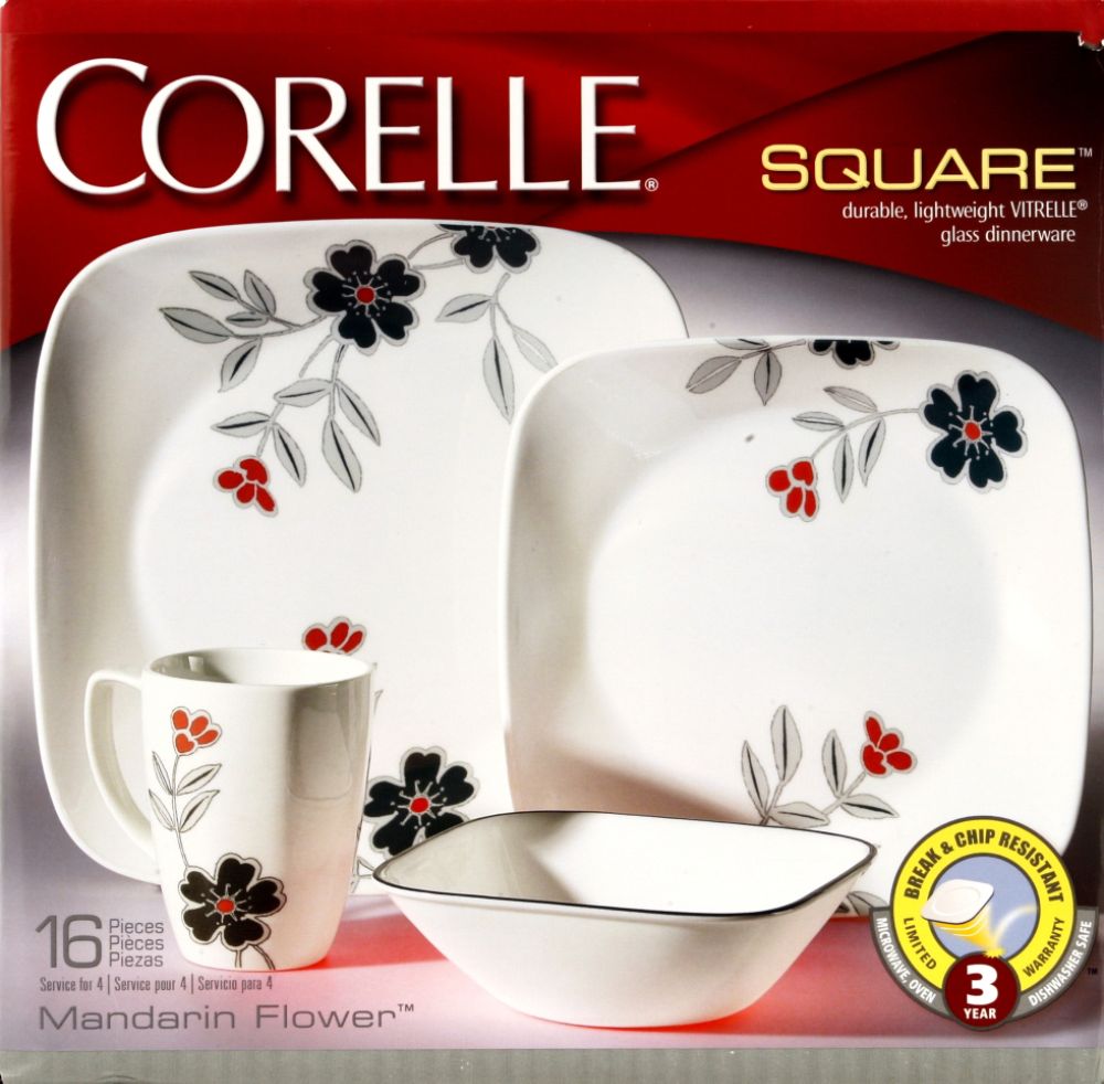 Corelle Square Mandarin Flower 16-Piece Dinnerware Set at Kmart.com