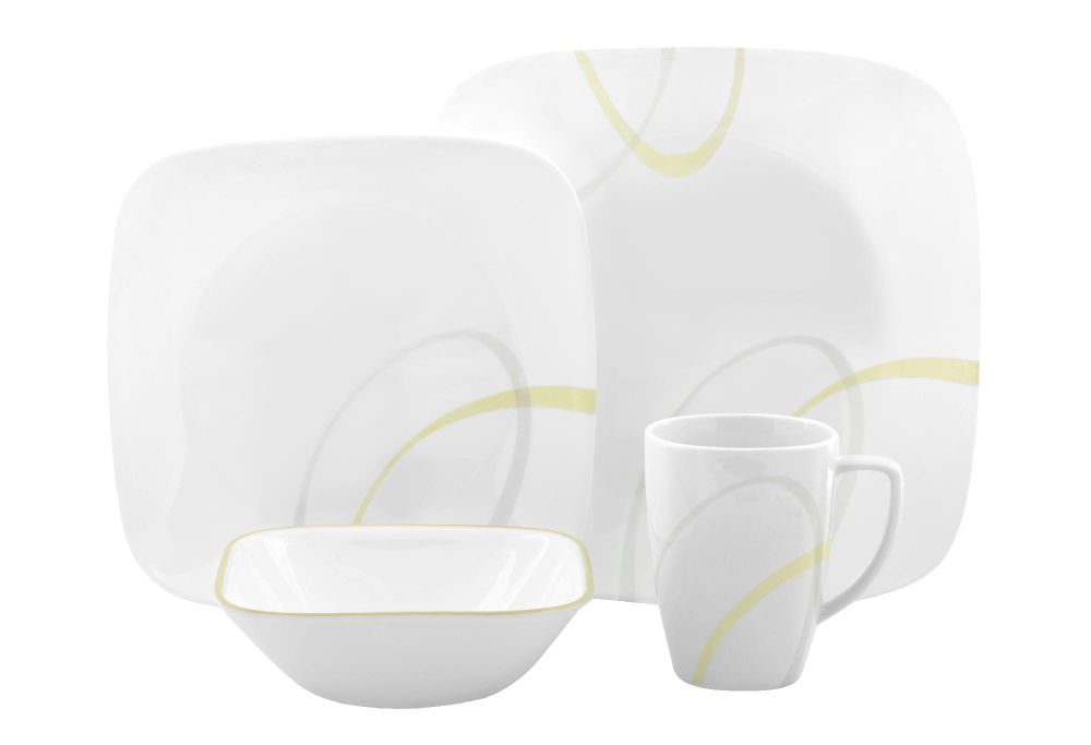 Corelle Square Modern Lines 16 Piece Dinnerware Set