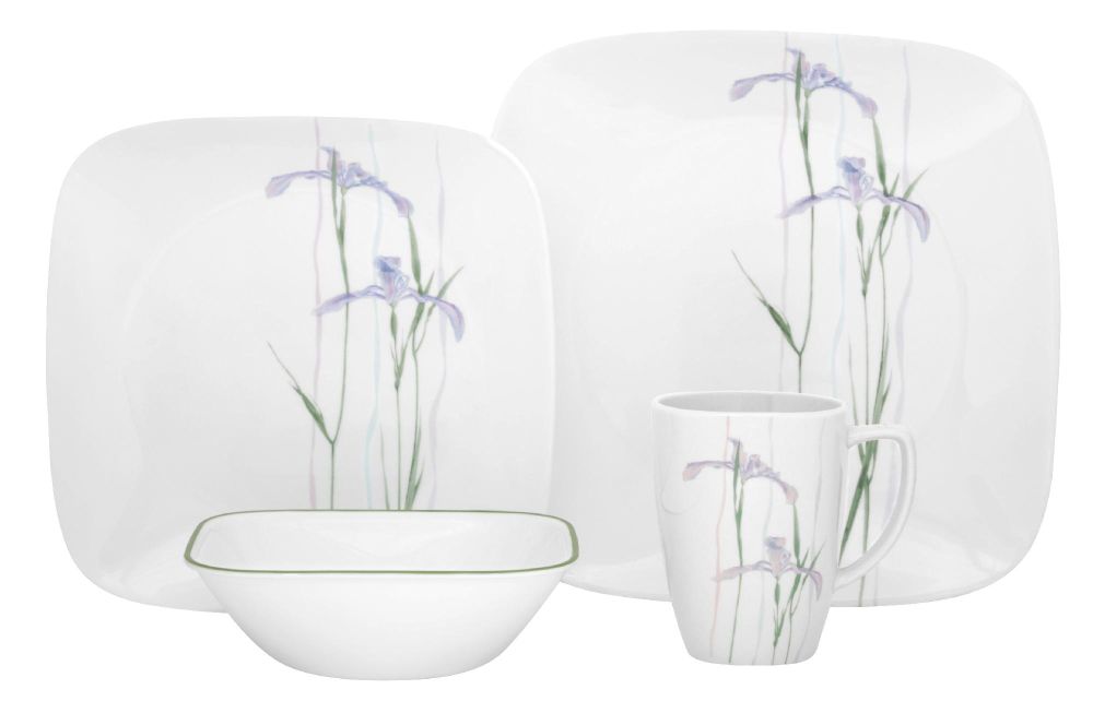 Corelle Square Shadow Iris 16-Piece Dinnerware Set