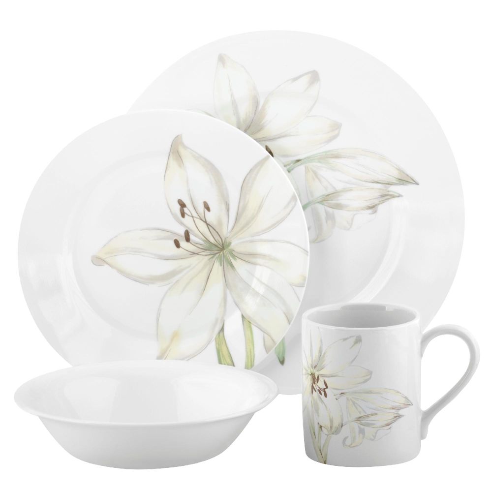Corelle Impressions White Flower 16-Piece Dinnerware Set at Kmart.com