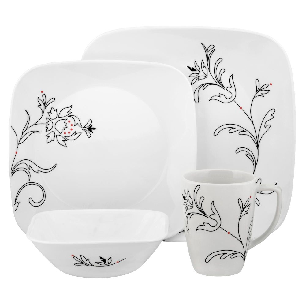 Corelle Square Royal Lines 16 Piece Dinnerware Set