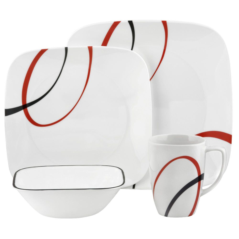 Corelle Square Fine Lines 16 Piece Dinnerware Set