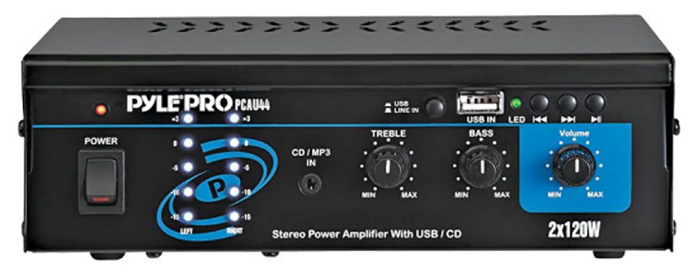 Pyle&reg; 240W Mini Power Amp with USB