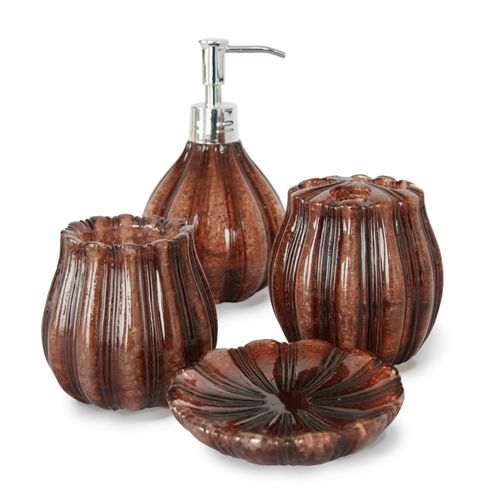 Olivier Crushed Glass Bath Accessory Set in Chocolate