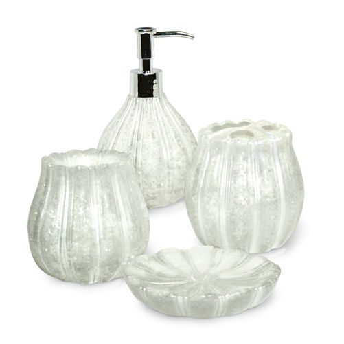 Olivier Crushed Glass Bath Accessory Set in Diamond